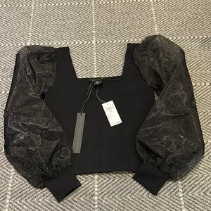 Long sleeve black going out top with mesh sleeves